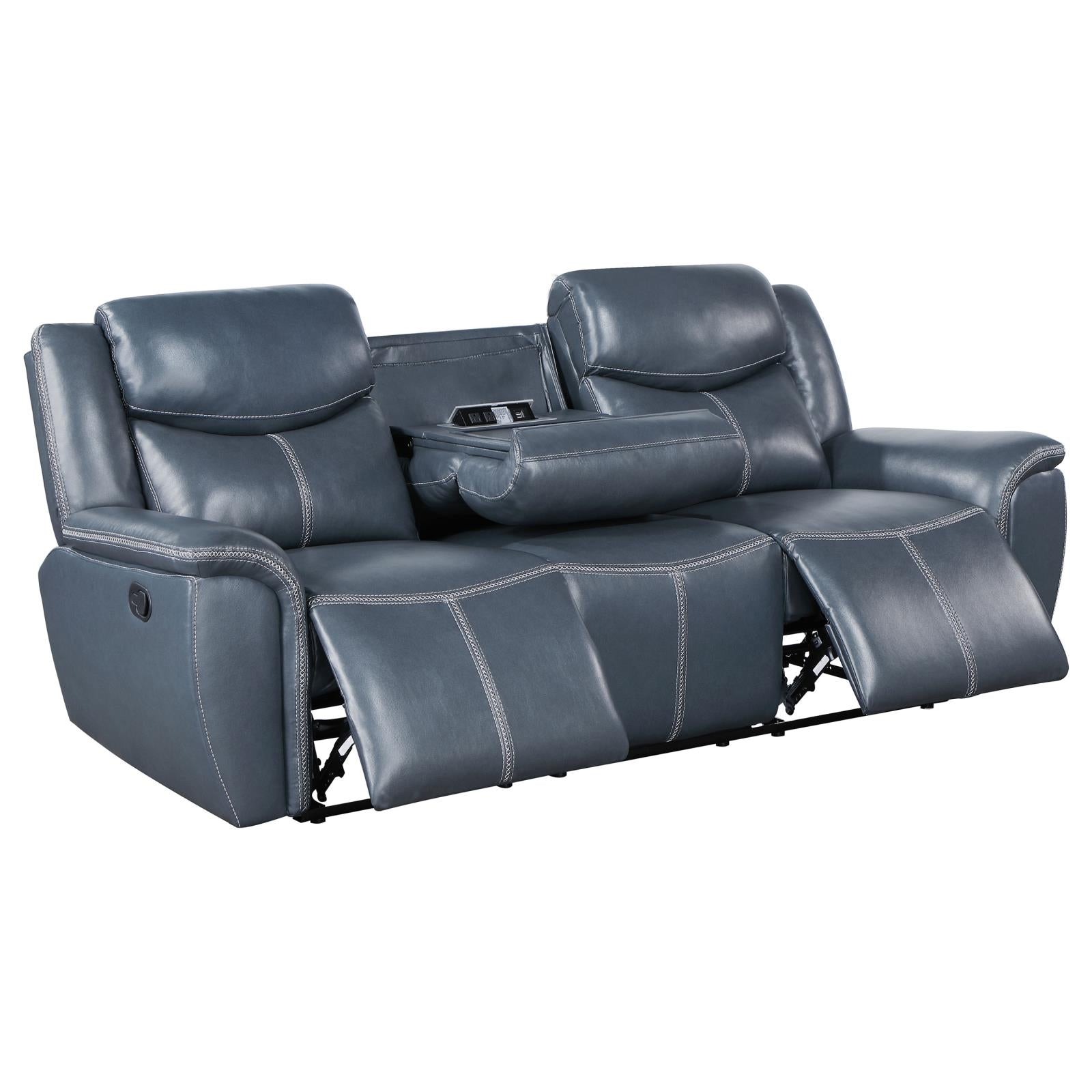 Sloane 3-piece Upholstered Motion Reclining Sofa Set Blue - 610271-S3 - Bien Home Furniture &amp; Electronics