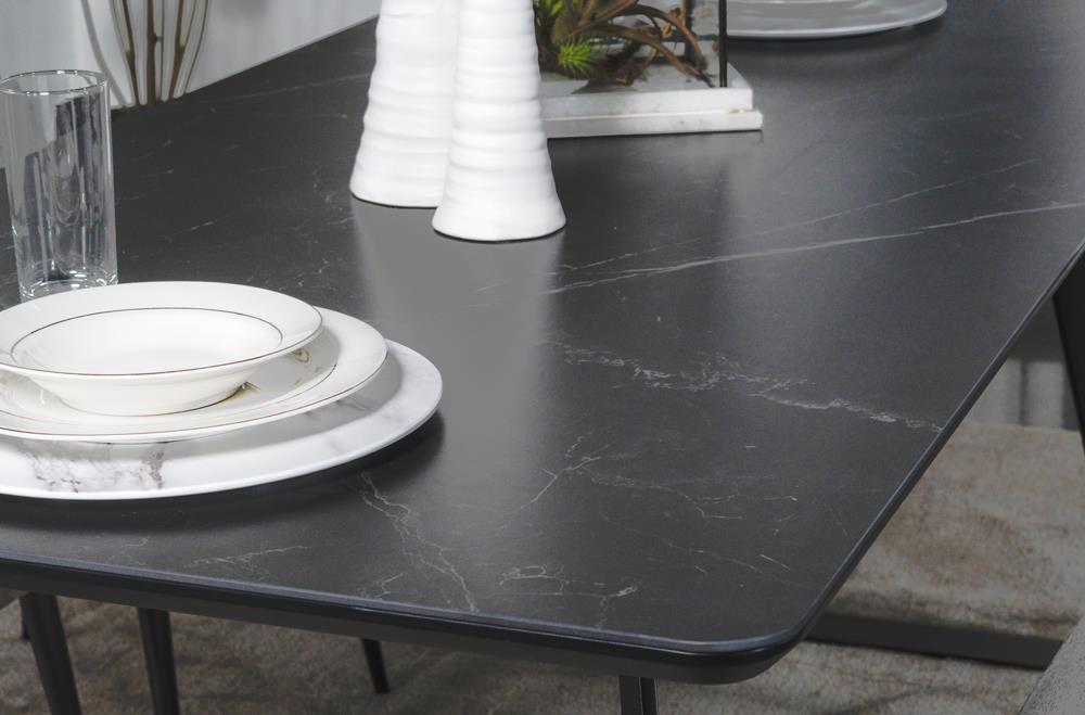 Smith Black/Gunmetal Rectangle Ceramic Top Dining Table - 115231 - Bien Home Furniture &amp; Electronics