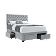Soledad Eastern King 4-Drawer Button Tufted Storage Bed Beige - 305878KE - Bien Home Furniture & Electronics