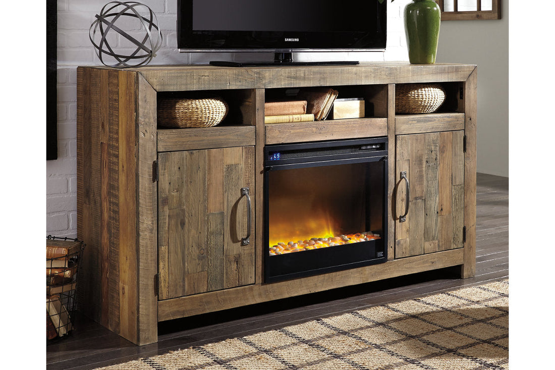 Sommerford Brown 62&quot; TV Stand with Electric Fireplace - SET | W100-02 | W775-48 - Bien Home Furniture &amp; Electronics