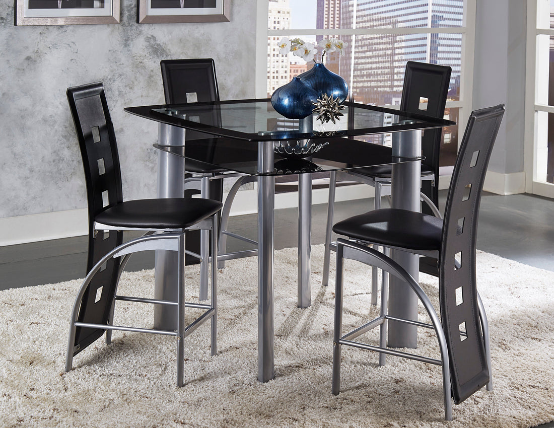 Sona Black/Silver Counter Height Set - SET | 5532-36 | 5532-36B | 5532-24(3) - Bien Home Furniture & Electronics
