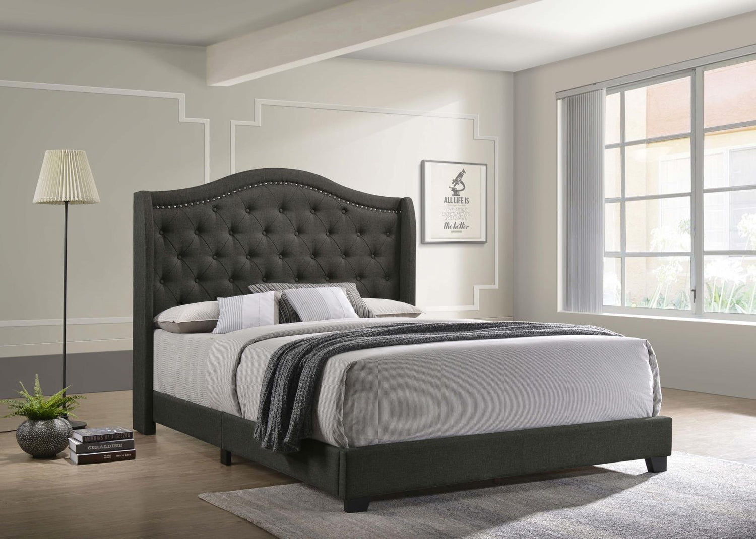 Sonoma Camel Back Queen Bed Gray - 310072Q - Bien Home Furniture &amp; Electronics
