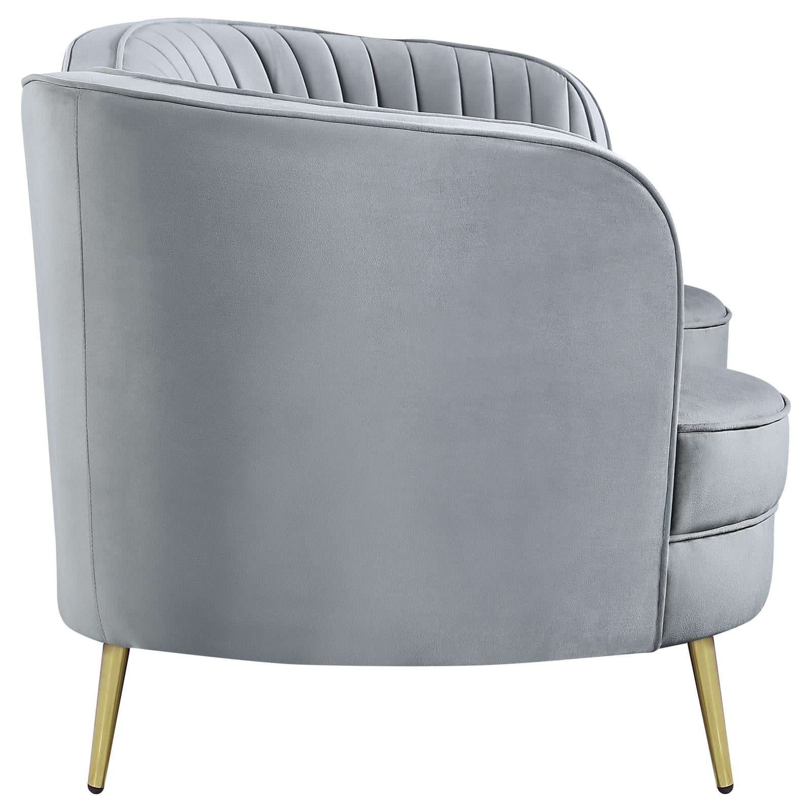 Sophia 2-Piece Upholstered Living Room Set with Camel Back Gray/Gold - 506864-S2 - Bien Home Furniture &amp; Electronics