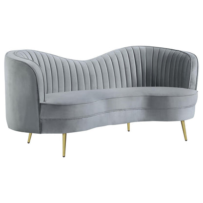 Sophia 2-Piece Upholstered Living Room Set with Camel Back Gray/Gold - 506864-S2 - Bien Home Furniture &amp; Electronics