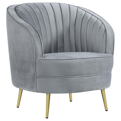 Sophia 3-Piece Upholstered Living Room Set with Camel Back Gray/Gold - 506864-S3 - Bien Home Furniture &amp; Electronics