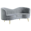 Sophia Upholstered Loveseat with Camel Back Gray/Gold - 506865 - Bien Home Furniture & Electronics