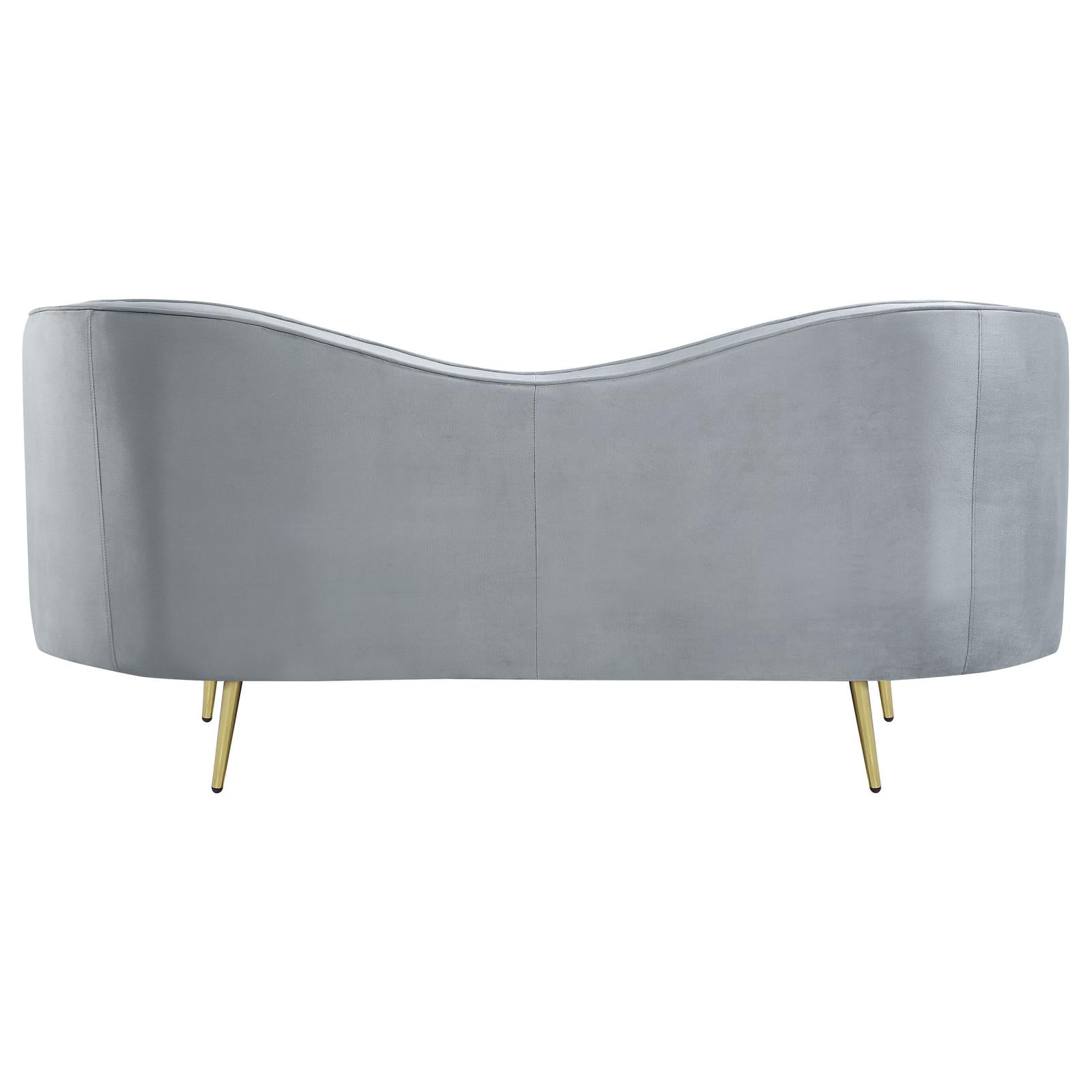 Sophia Upholstered Loveseat with Camel Back Gray/Gold - 506865 - Bien Home Furniture &amp; Electronics