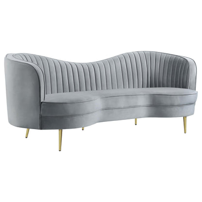 Sophia Upholstered Sofa with Camel Back Gray/Gold - 506864 - Bien Home Furniture &amp; Electronics