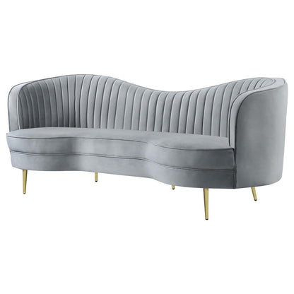 Sophia Upholstered Sofa with Camel Back Gray/Gold - 506864 - Bien Home Furniture &amp; Electronics