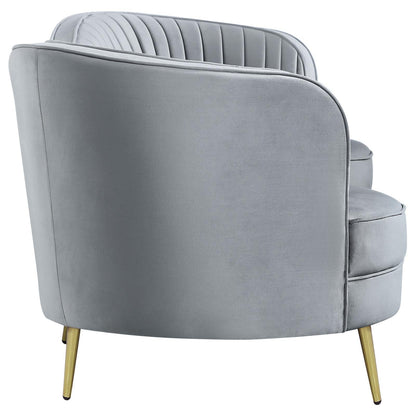 Sophia Upholstered Sofa with Camel Back Gray/Gold - 506864 - Bien Home Furniture &amp; Electronics