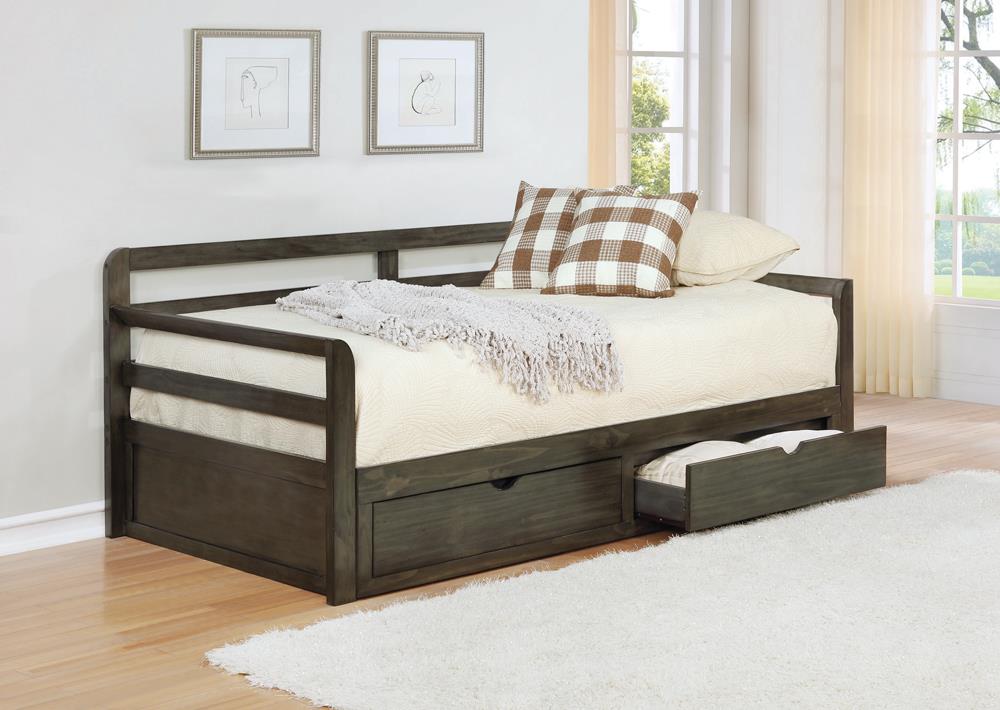 Sorrento Gray 2-Drawer Twin Daybed with Extension Trundle - 305706 - Bien Home Furniture &amp; Electronics