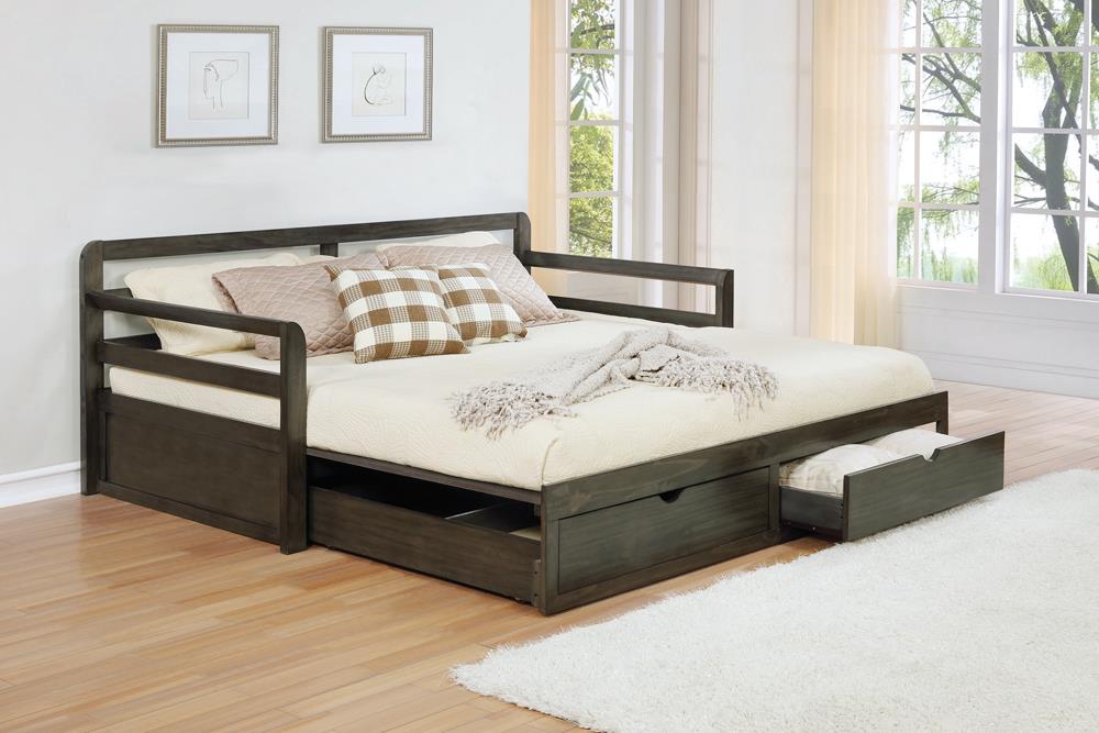 Sorrento Gray 2-Drawer Twin Daybed with Extension Trundle - 305706 - Bien Home Furniture &amp; Electronics