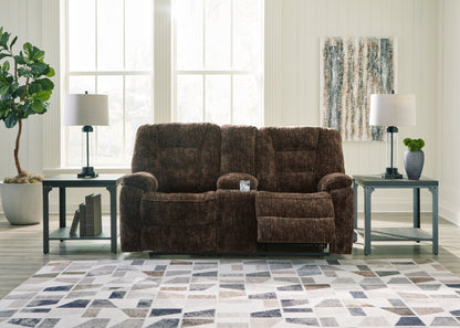 Soundwave Chocolate Reclining Loveseat with Console - 7450294 - Bien Home Furniture &amp; Electronics