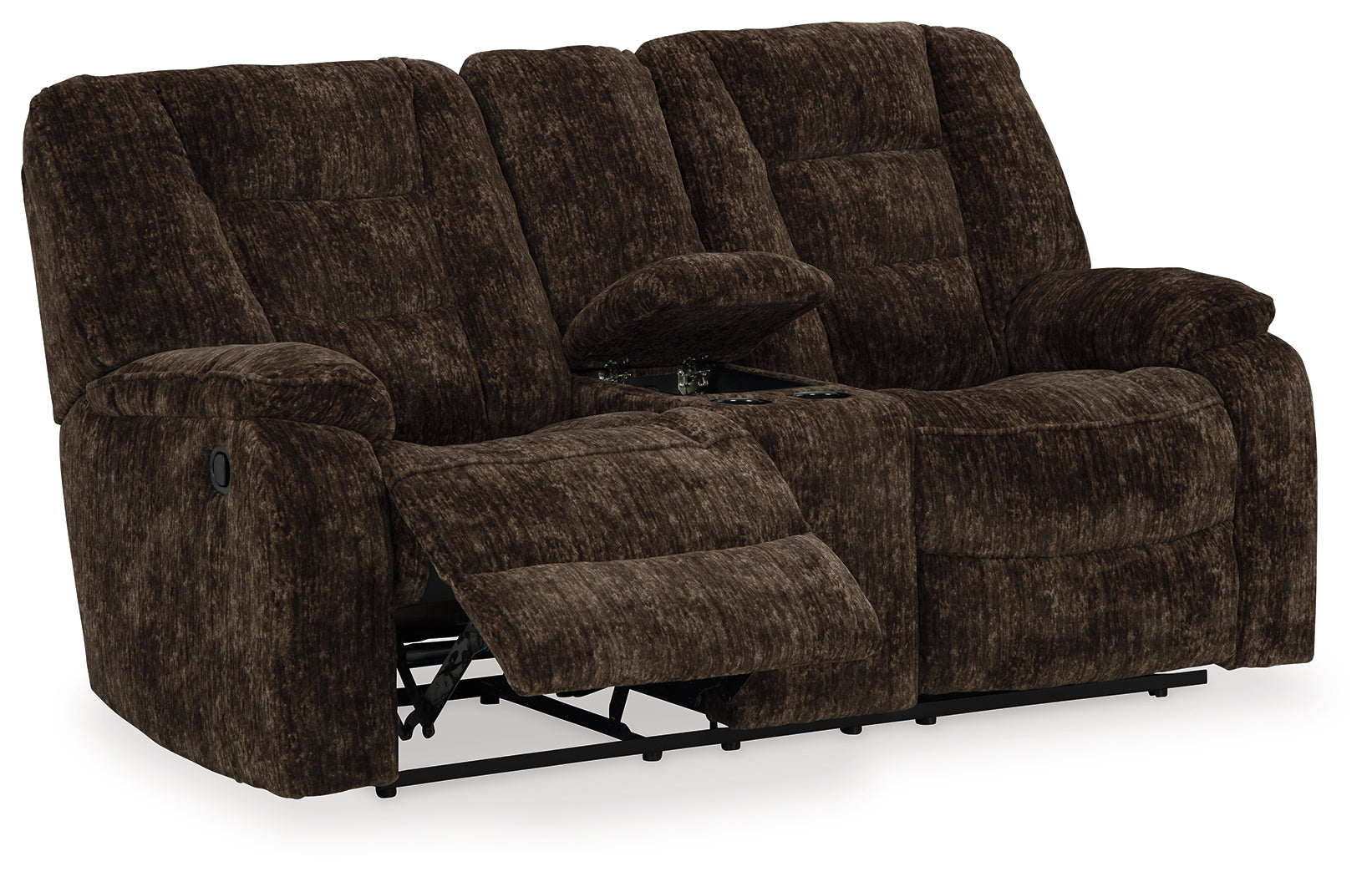 Soundwave Chocolate Reclining Loveseat with Console - 7450294 - Bien Home Furniture &amp; Electronics