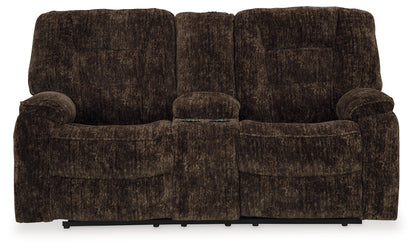 Soundwave Chocolate Reclining Loveseat with Console - 7450294 - Bien Home Furniture &amp; Electronics