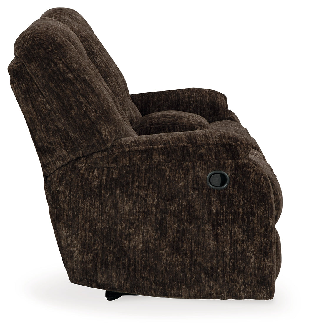 Soundwave Chocolate Reclining Loveseat with Console - 7450294 - Bien Home Furniture &amp; Electronics