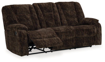 Soundwave Chocolate Reclining Sofa with Drop Down Table - 7450289 - Bien Home Furniture &amp; Electronics
