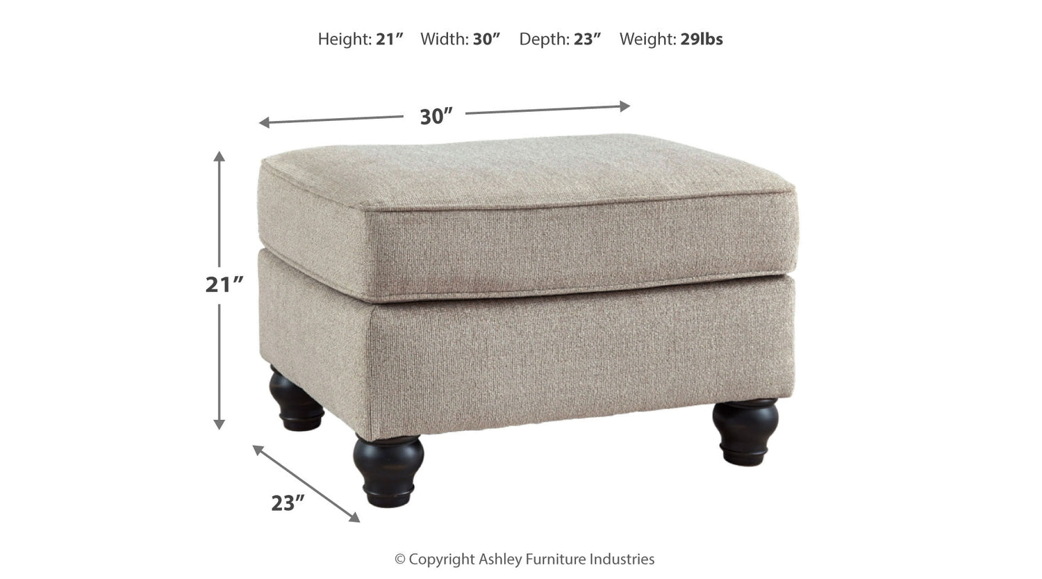 [SPECIAL] Benbrook Ash Ottoman - 7730414 - Bien Home Furniture &amp; Electronics
