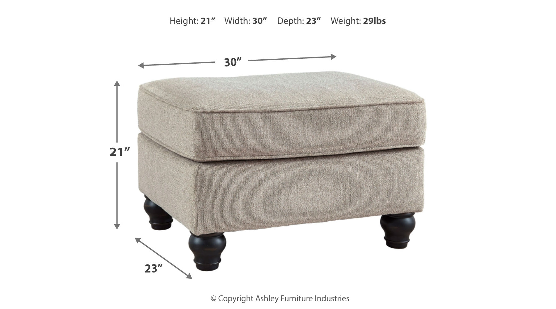 [SPECIAL] Benbrook Ash Ottoman - 7730414 - Bien Home Furniture &amp; Electronics