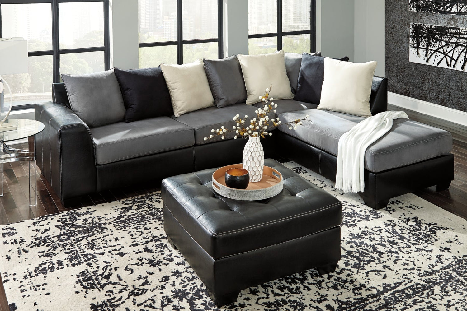 [SPECIAL] Jacurso Charcoal Oversized Ottoman - 9980408 - Bien Home Furniture &amp; Electronics