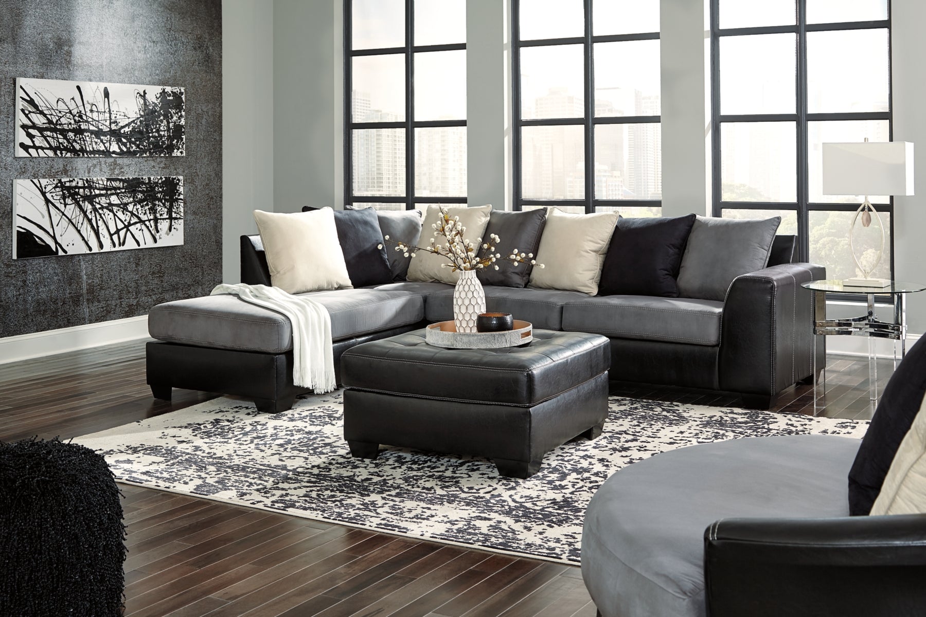 [SPECIAL] Jacurso Charcoal Oversized Ottoman - 9980408 - Bien Home Furniture &amp; Electronics