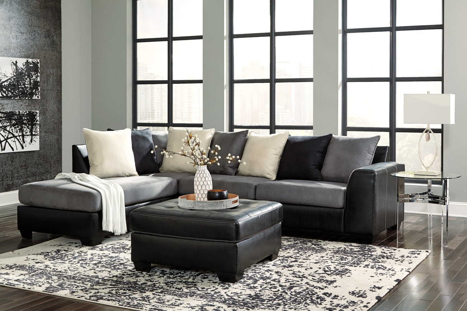 [SPECIAL] Jacurso Charcoal Oversized Ottoman - 9980408 - Bien Home Furniture &amp; Electronics