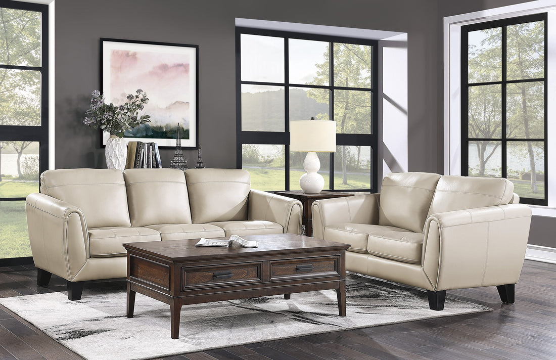 Spivey Beige Leather Sofa - 9460BE-3 - Bien Home Furniture &amp; Electronics