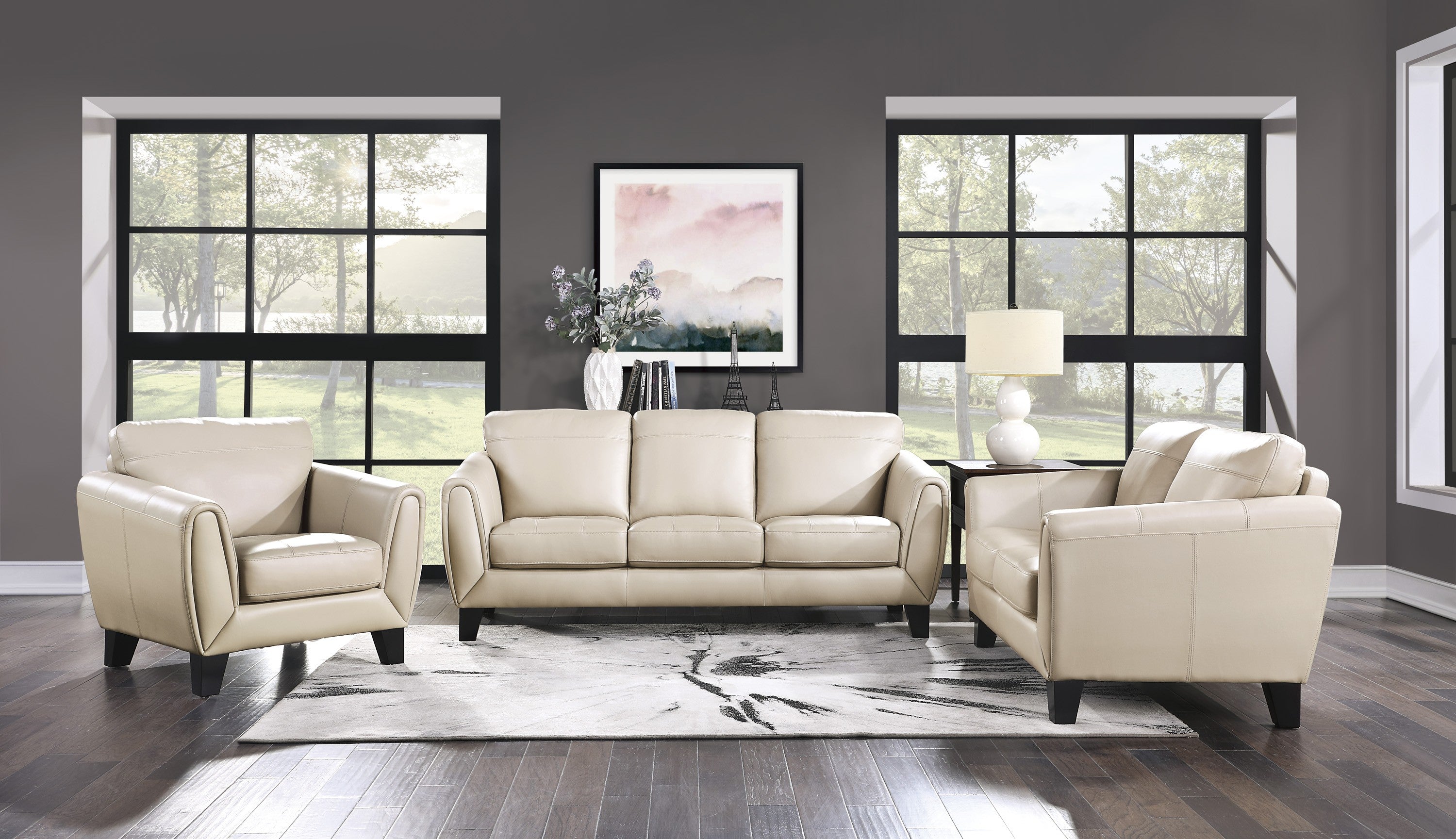 Spivey Beige Leather Sofa - 9460BE-3 - Bien Home Furniture &amp; Electronics