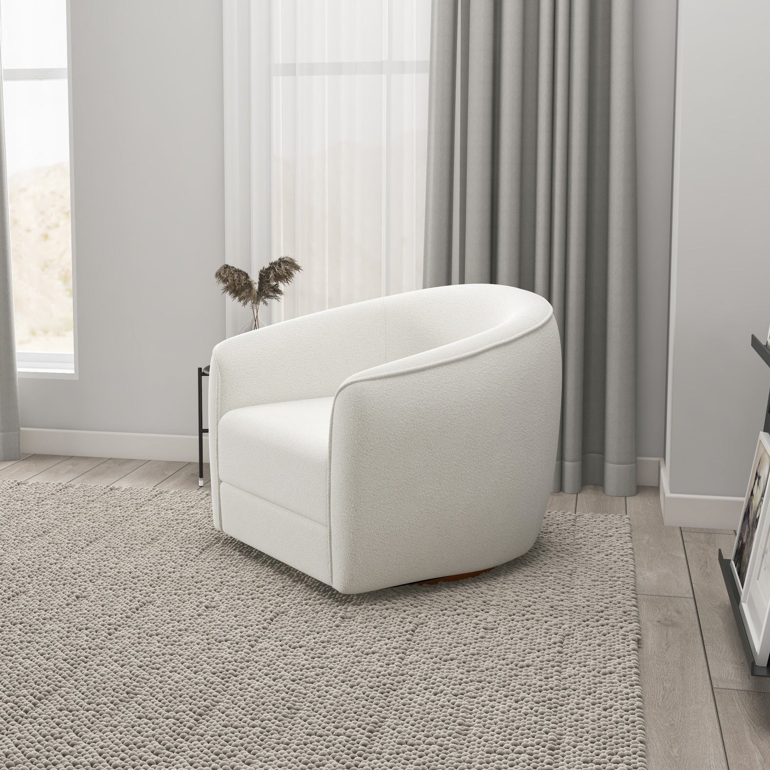 Spring Cream Boucle Swivel Accent Chair - MDM01809 - Bien Home Furniture &amp; Electronics