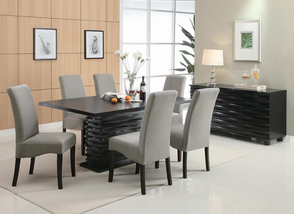 Stanton Black Rectangle Pedestal Dining Table - 102061 - Bien Home Furniture &amp; Electronics