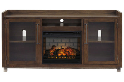 Starmore Brown 70&quot; TV Stand with Electric Fireplace - SET | W100-101 | W633-68 - Bien Home Furniture &amp; Electronics