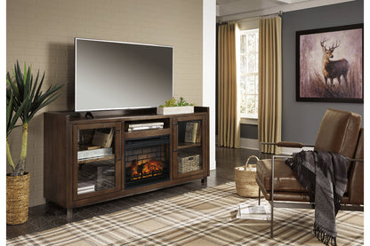 Starmore Brown 70&quot; TV Stand with Electric Fireplace - SET | W100-101 | W633-68 - Bien Home Furniture &amp; Electronics