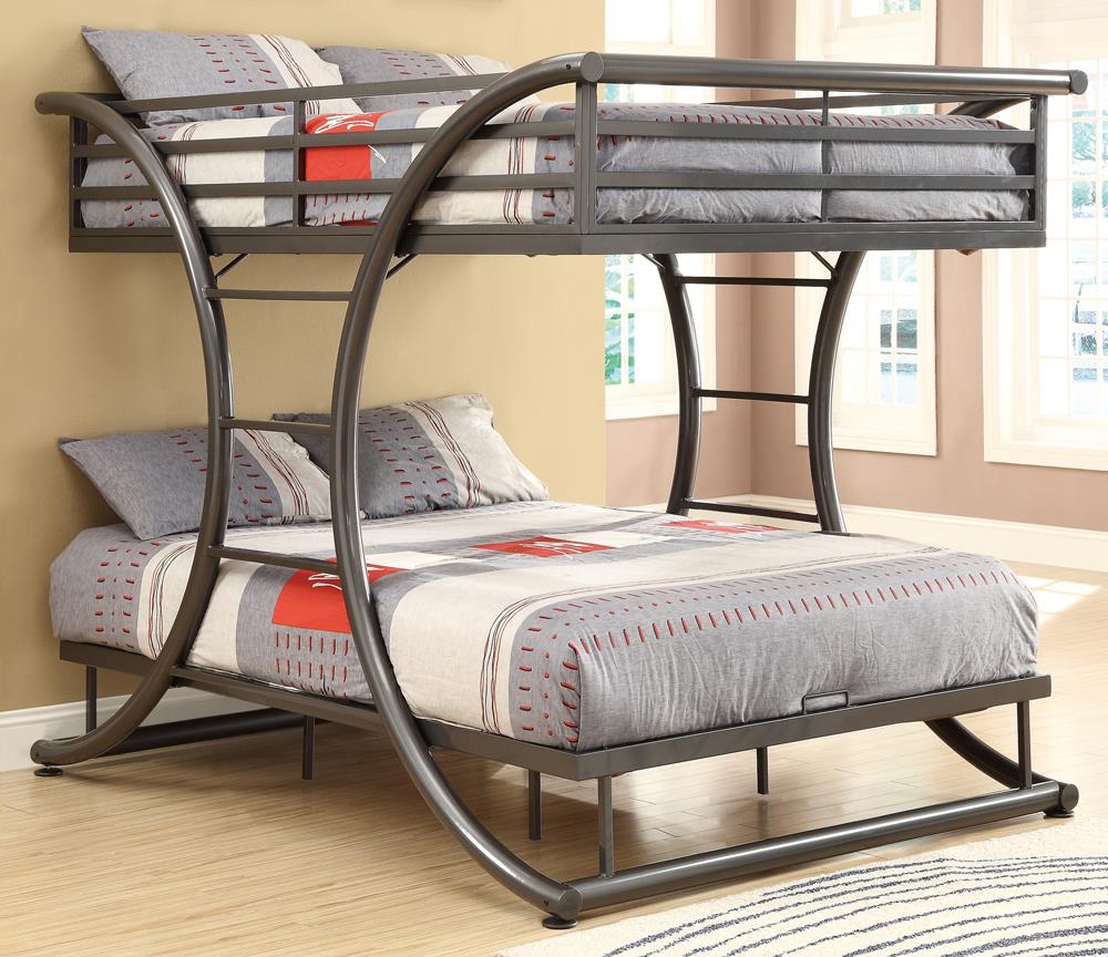 Stephan Gunmetal Full over Full Bunk Bed - 460078 - Bien Home Furniture &amp; Electronics