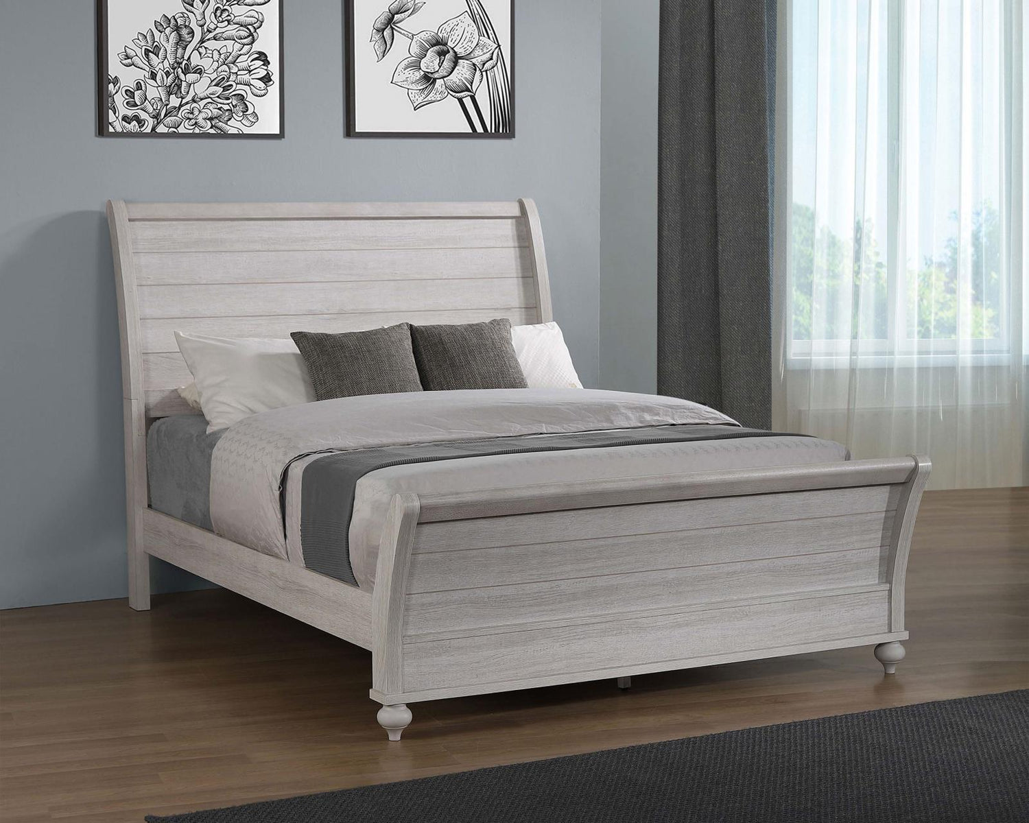 Stillwood Eastern King Sleigh Panel Bed Vintage Linen - 223281KE - Bien Home Furniture &amp; Electronics