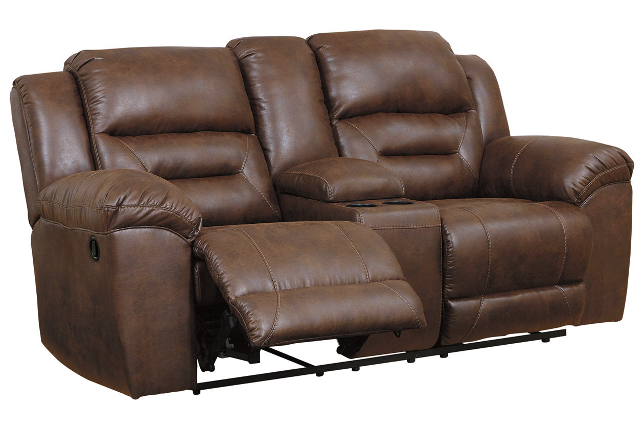 Stoneland Chocolate Reclining Loveseat with Console - 3990494 - Bien Home Furniture &amp; Electronics