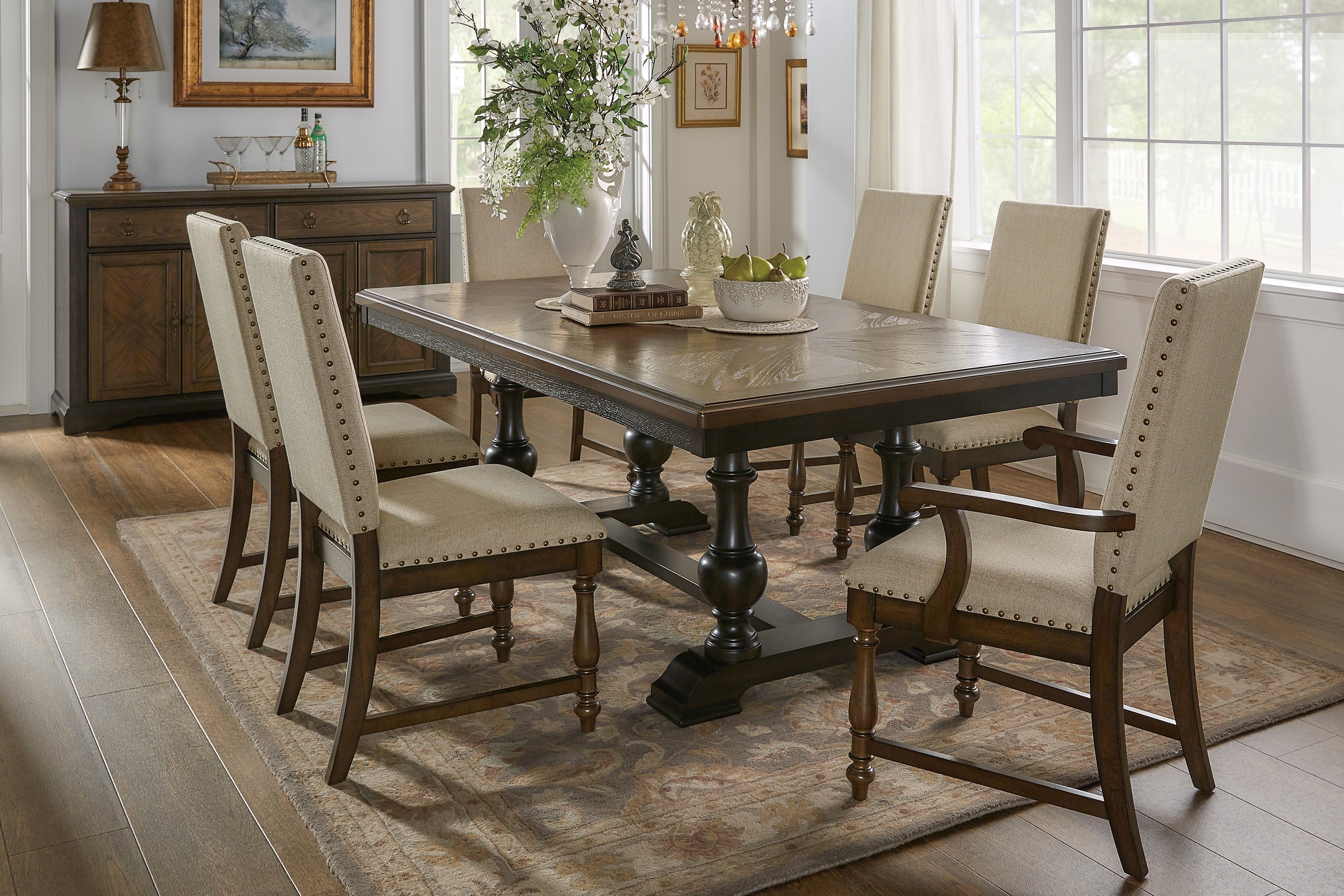 Stonington Brown Extendable Dining Set - SET | 5703-104 | 5703-104B | 5703A | 5703S(2) - Bien Home Furniture &amp; Electronics