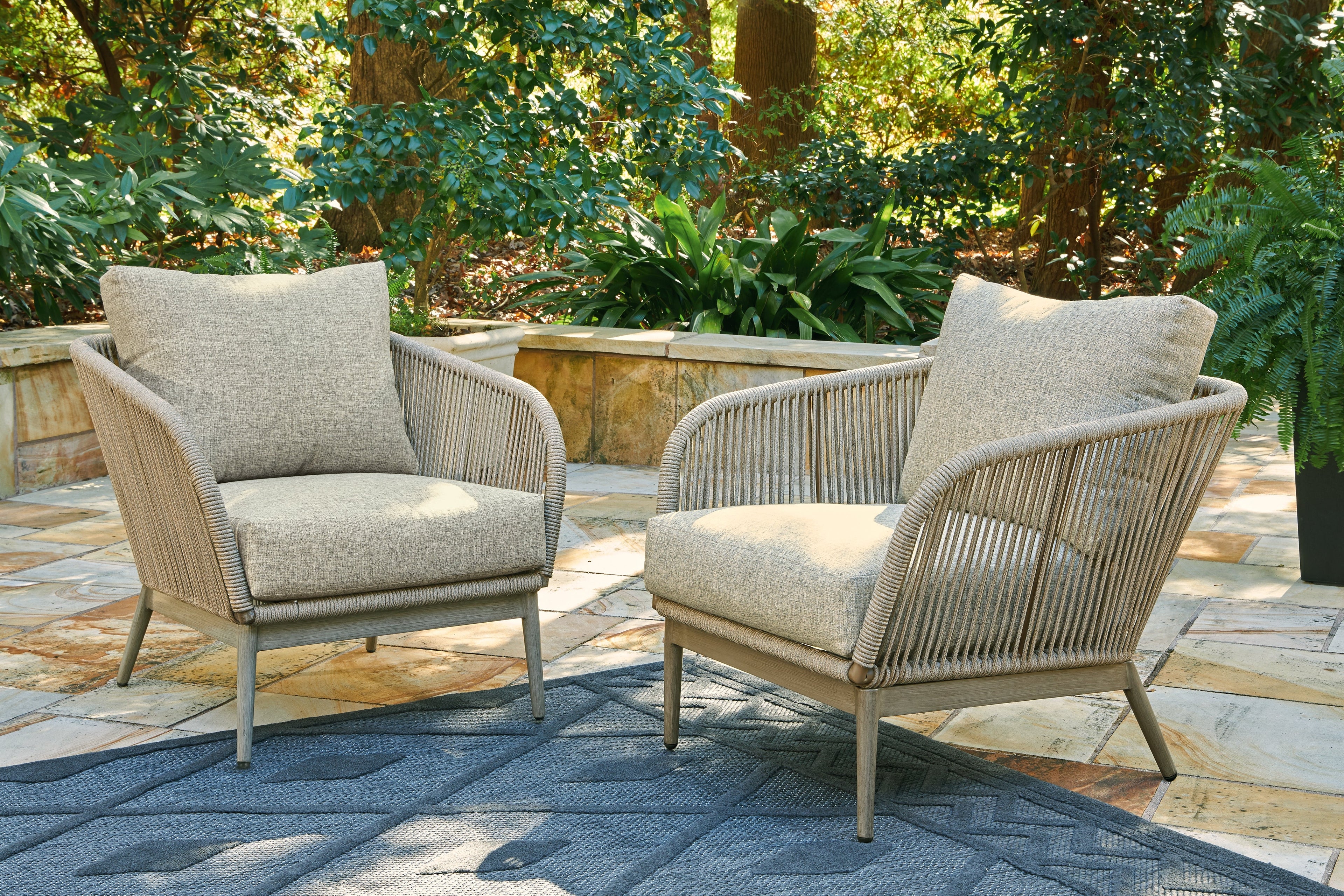 Swiss Valley Beige Lounge Chair with Cushion, Set of 2 - P390-820 - Bien Home Furniture &amp; Electronics