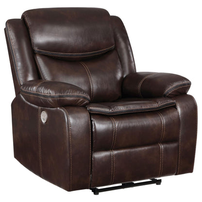 Sycamore Upholstered Power Recliner Chair Dark Brown - 610193P - Bien Home Furniture &amp; Electronics