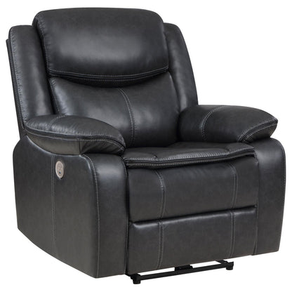 Sycamore Upholstered Power Recliner Chair Dark Grey - 610233P - Bien Home Furniture &amp; Electronics