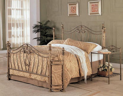 Sydney Eastern King Bed Antique Brushed Gold - 300171KE - Bien Home Furniture &amp; Electronics