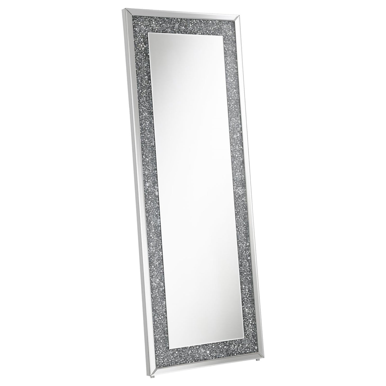 Sylvia Crystal Inlay Rectangle Floor Mirror - 961636 - Bien Home Furniture &amp; Electronics