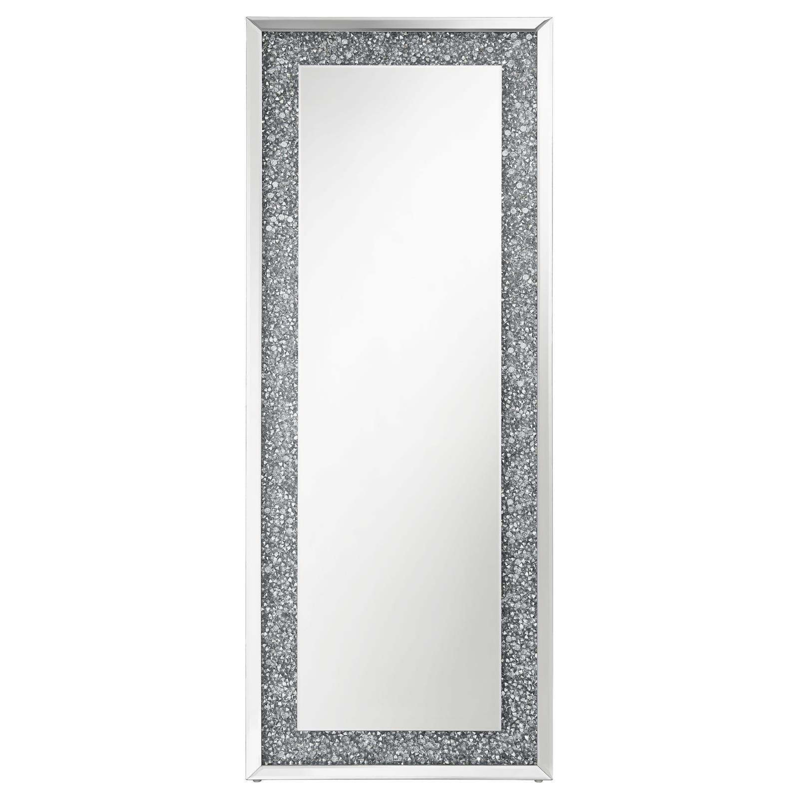 Sylvia Crystal Inlay Rectangle Floor Mirror - 961636 - Bien Home Furniture &amp; Electronics