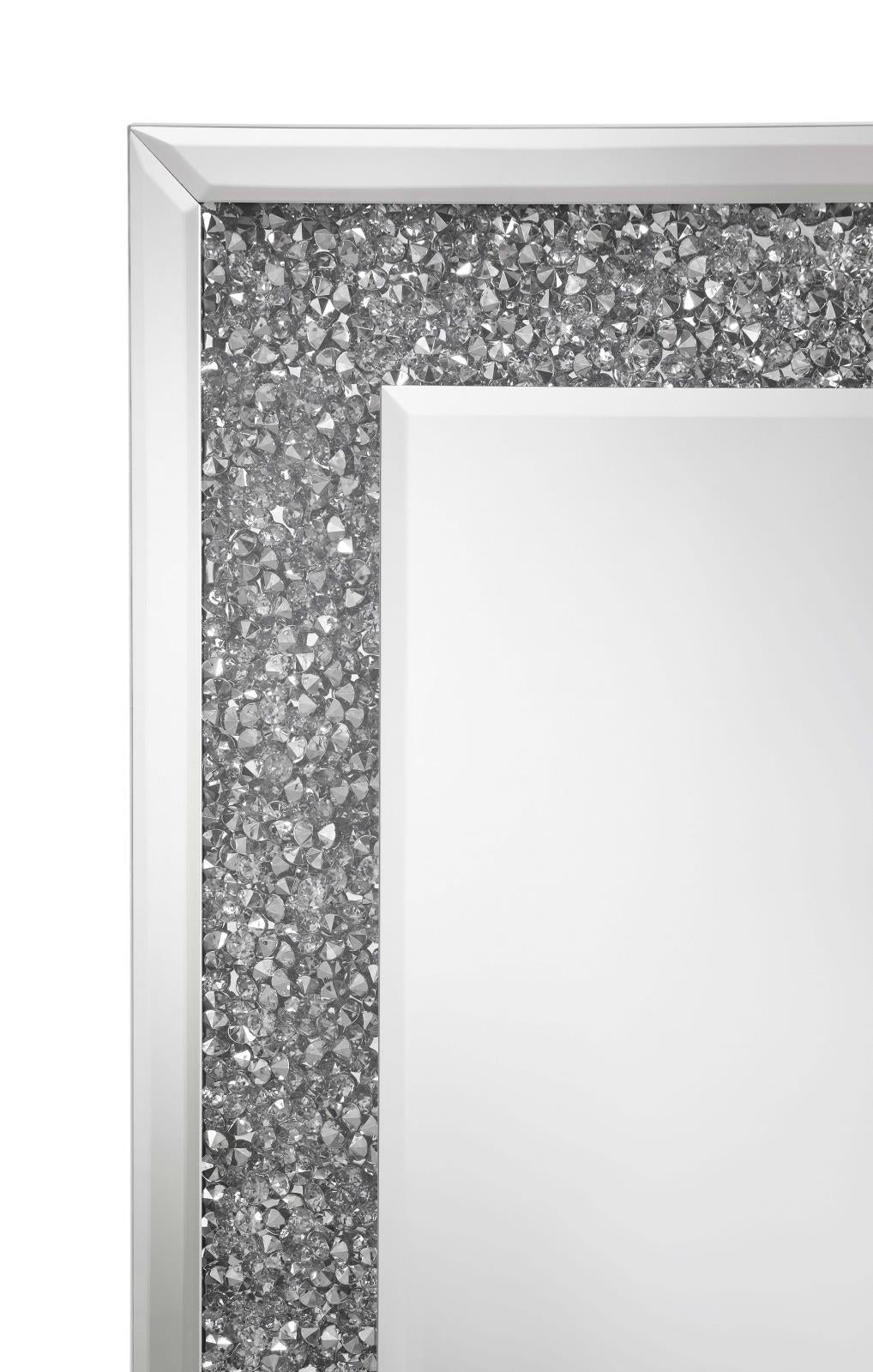 Sylvia Crystal Inlay Rectangle Floor Mirror - 961636 - Bien Home Furniture &amp; Electronics