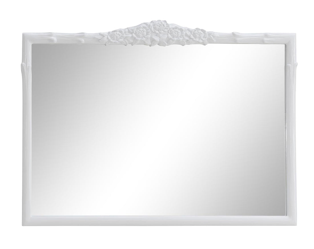 Sylvie Glossy White Mantel Mirror - 969531GWT - Bien Home Furniture &amp; Electronics