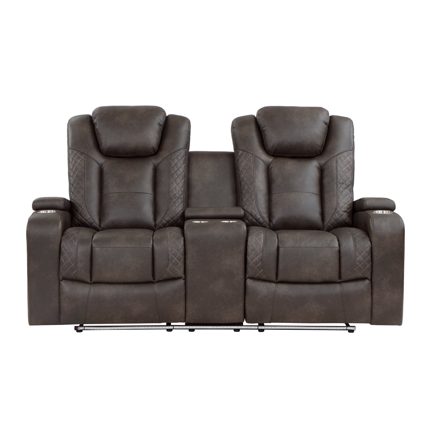 Tabor Dark Brown Power Double Reclining Loveseat - 9211BRG-2PWH - Bien Home Furniture &amp; Electronics