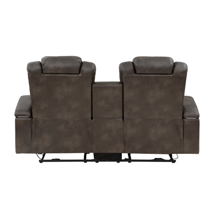 Tabor Dark Brown Power Double Reclining Loveseat - 9211BRG-2PWH - Bien Home Furniture &amp; Electronics