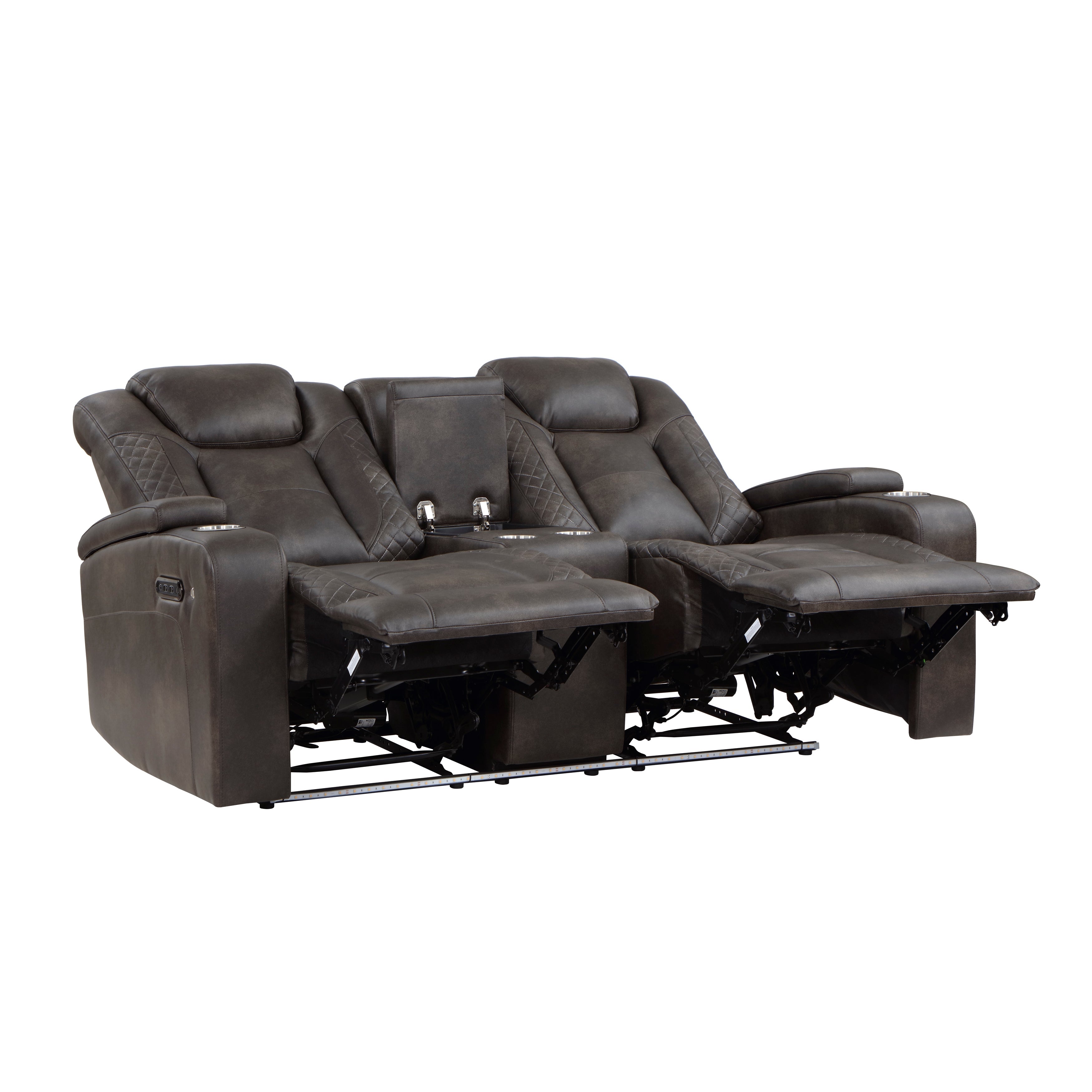Tabor Dark Brown Power Double Reclining Loveseat - 9211BRG-2PWH - Bien Home Furniture &amp; Electronics