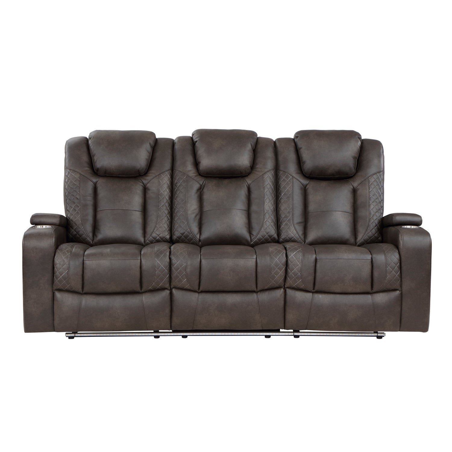 Tabor Dark Brown Power Double Reclining Sofa - 9211BRG-3PWH - Bien Home Furniture &amp; Electronics