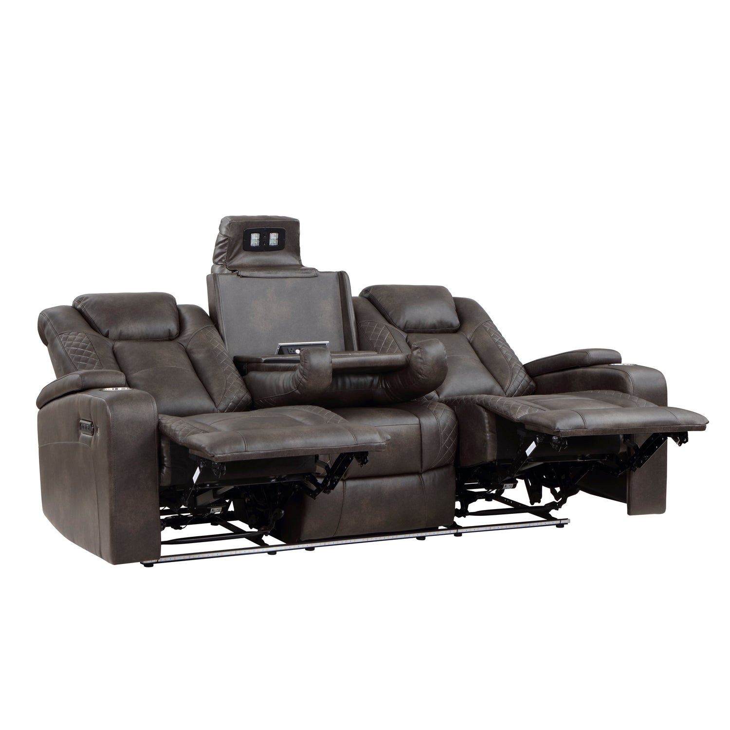 Tabor Dark Brown Power Double Reclining Sofa - 9211BRG-3PWH - Bien Home Furniture &amp; Electronics