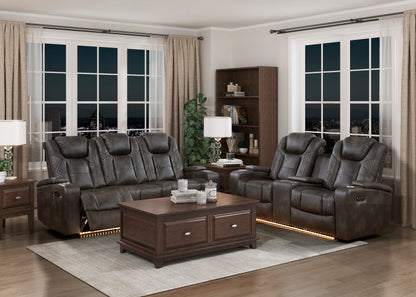 Tabor Dark Brown Power Double Reclining Sofa - 9211BRG-3PWH - Bien Home Furniture &amp; Electronics